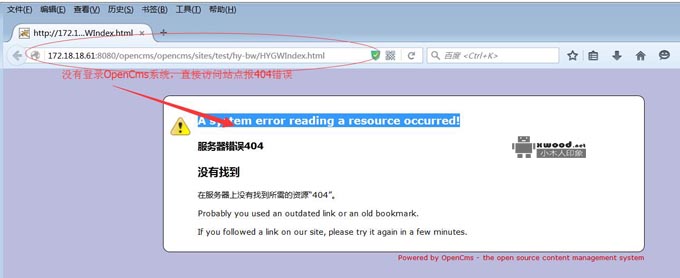 用OpenCms报"A system error reading a resource occurred!,服务器错误404"