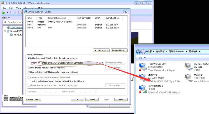 虚拟机Vmware下CentOS6.5配置Bridged桥接方式上网及远程登录