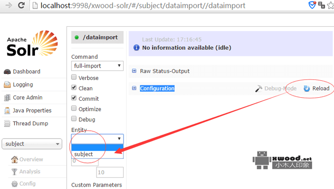 在Apache Solr后台点击Dataimport界面显示"sorry, no dataimport-handler defined!"