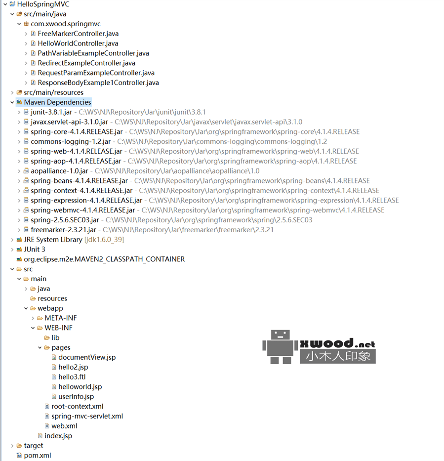 SpringMvc完整的HelloWorld工程源码下载(含依赖jar包)